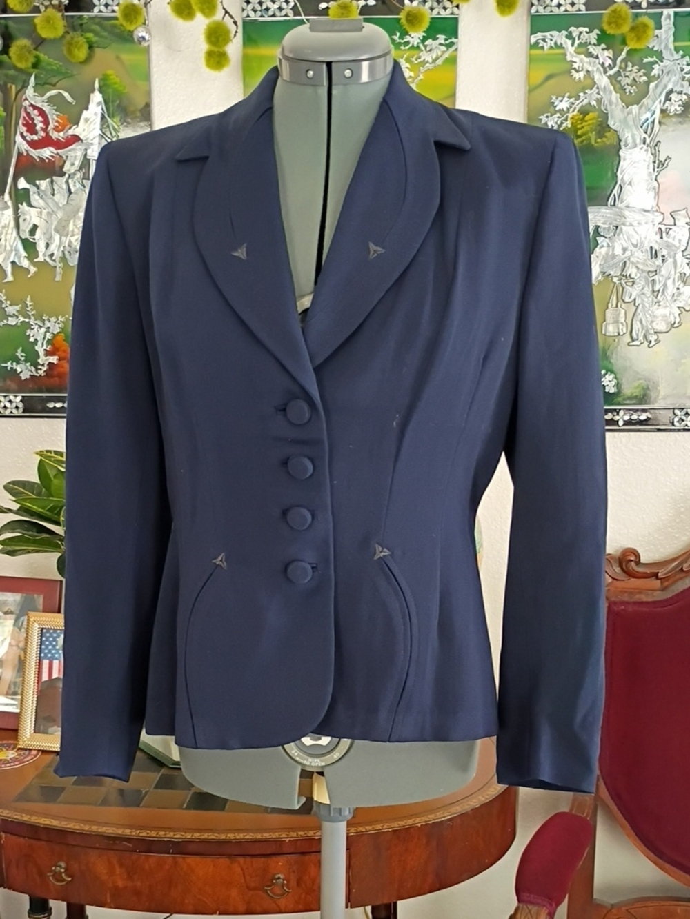 1950s Navy Blue Blazer Size Small